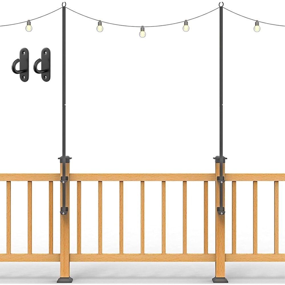 String Light Outdoor - 2 tiang lampu string - tiang