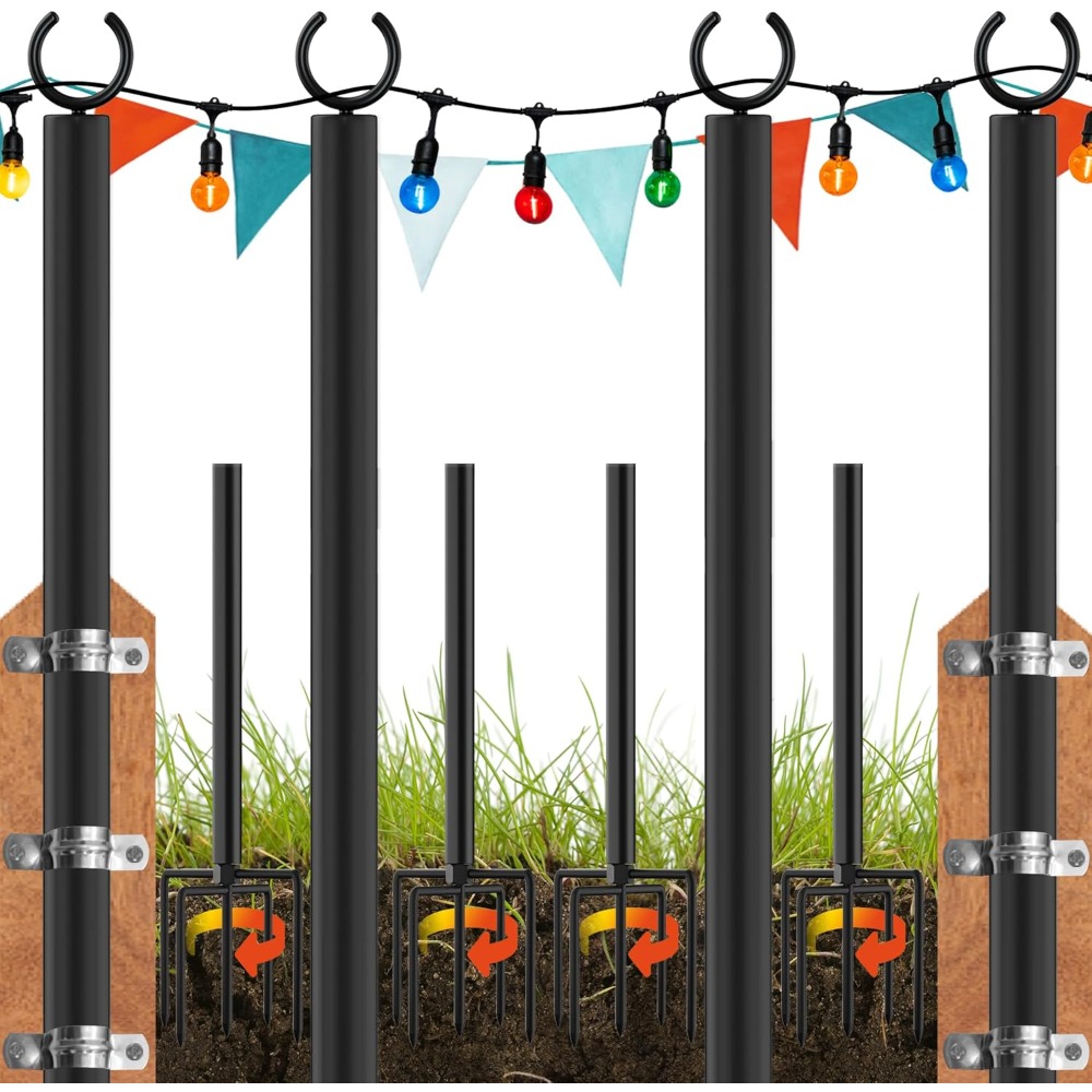 String Light Outdoor - Tiang Lampu String Land·voi 4 Pack,