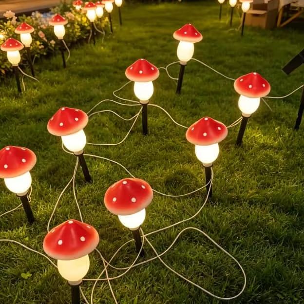 String Light Outdoor - Lampu Tali Jamur Tenaga Surya Tahan