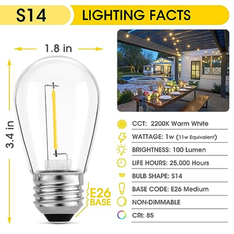 36 Paket Lampu LED S14 untuk L - String Light Outdoor ulasan dan harga