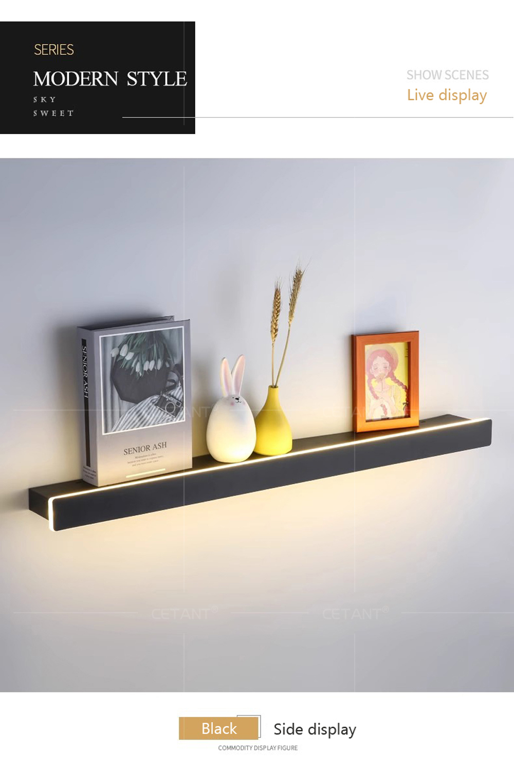 Rak Dinding Mengambang LED Mod - Lighting Room Decor Photo ulasan dan harga
