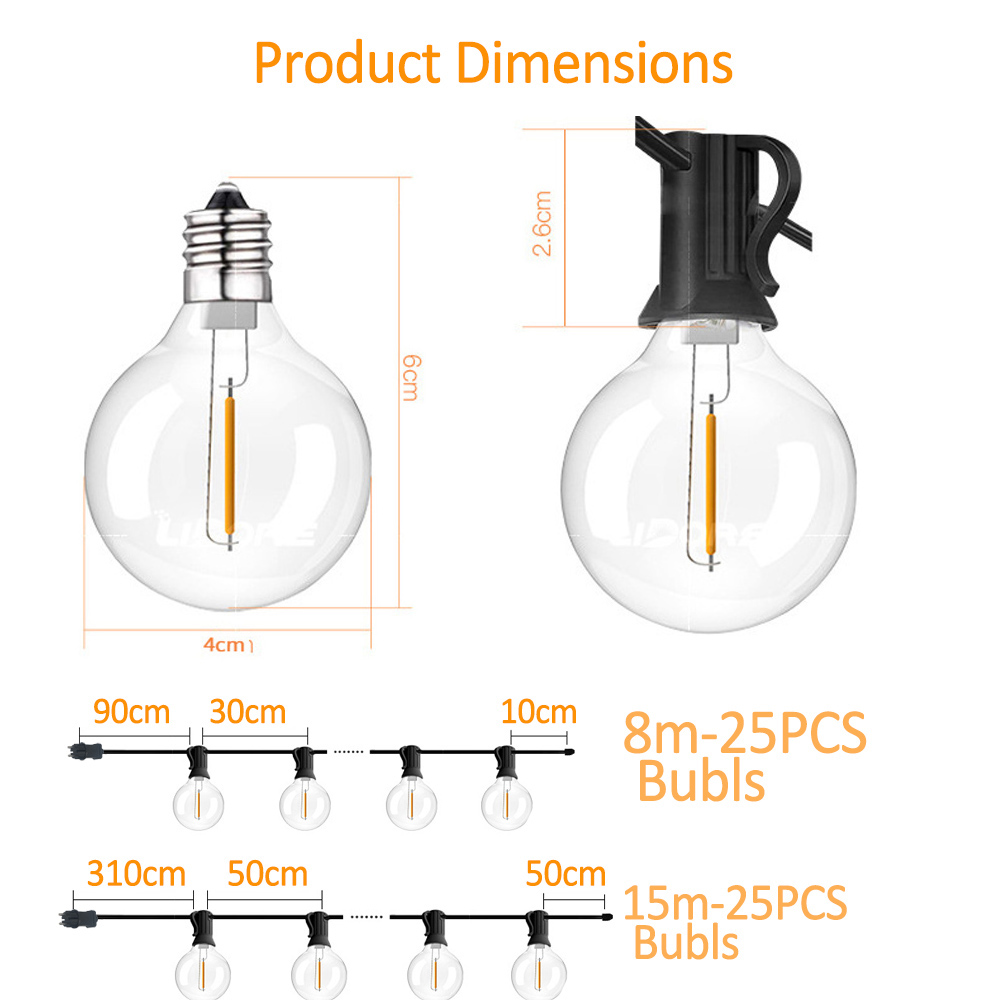 Lampu Tali Globe G40 8M/15M 25 - String Light Outdoor ulasan dan harga